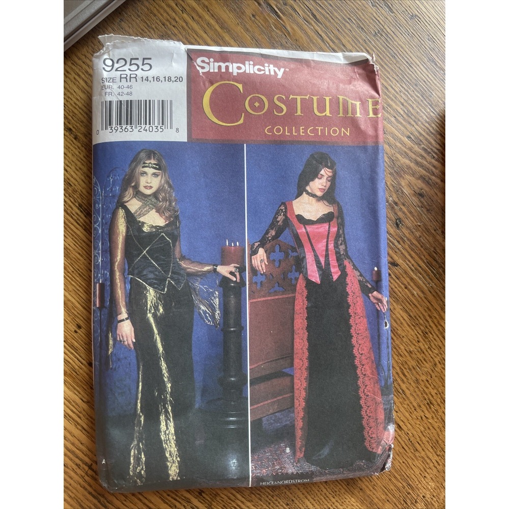 Simplicity Costume Pattern 9255 Long Goth Dresses Sz‎ 14-20